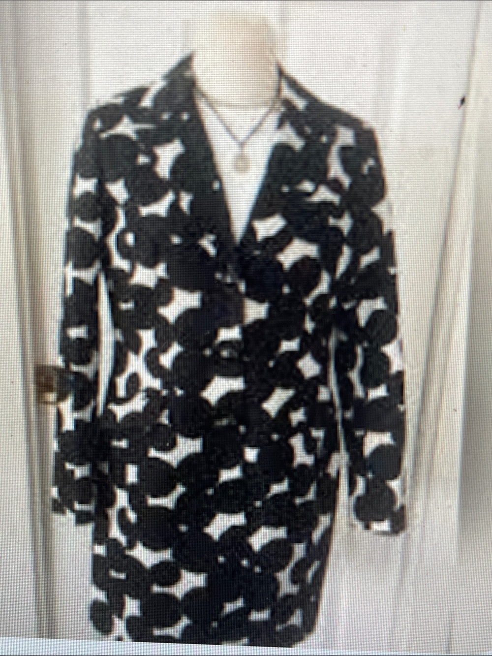 Chapter one Black & White Pattern Women's long single breasted Coat